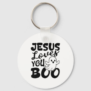 Jesus Loves You Boo Christian Halloween Ghost Funn Key Ring