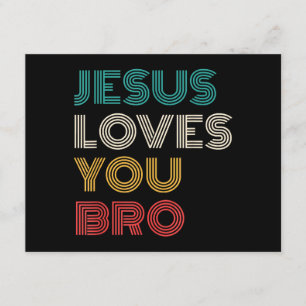 Jesus Loves You Bro, Funny Christian Faith Retro Enclosure Card