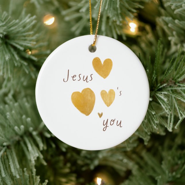 Jesus loves you. Christmas Ornament. modern  Ceramic Tree Decoration (Tree)