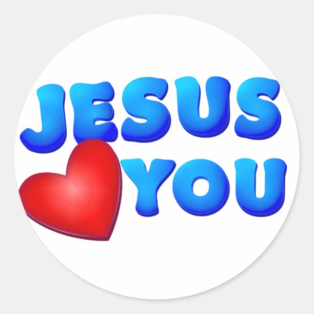 Jesus Loves You Classic Round Sticker (Front)