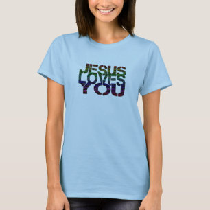 Jesus Loves You Colourful Typography T-Shirt