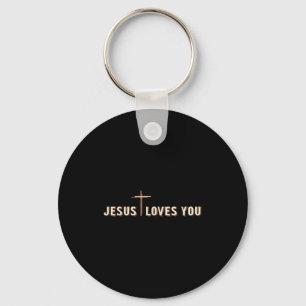 Jesus Loves You Cross God Christian Graphic Key Ring