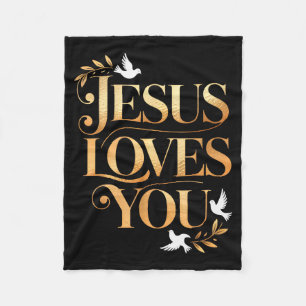 Jesus Loves You Dove And Olive Branch Elegant Chri Fleece Blanket