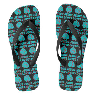 Jesus Loves You Faith Based Quote All-Over Unisex Jandals