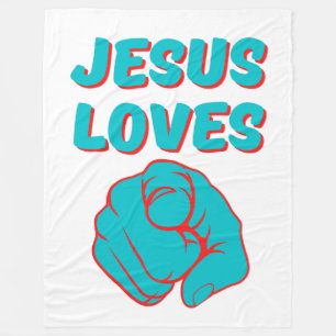Jesus Loves You Faith Based Quote Fleece Blanket
