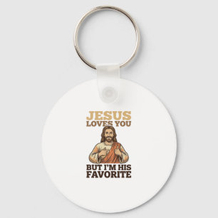 Jesus Loves You Funny Vintage Faith Shirt Design_1 Key Ring