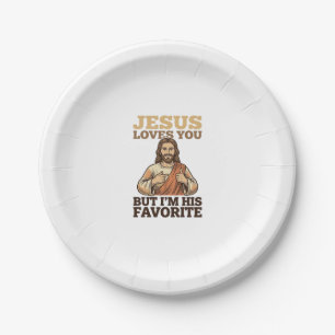 Jesus Loves You Funny Vintage Faith Shirt Design_1 Paper Plate