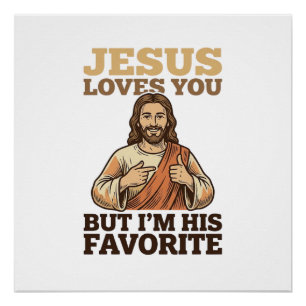 Jesus Loves You Funny Vintage Faith Shirt Design_1 Poster