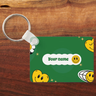 "Jesus Loves You" Green Smile For Church Goers Key Ring