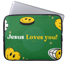 "Jesus Loves You" Green Smiley For Christians