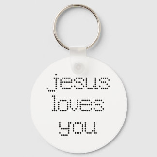 Jesus Loves You in Black Polkadots Key Ring