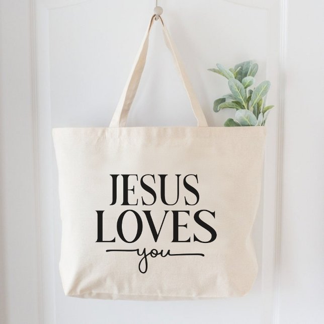 Jesus Loves You Inspirational Christian Women  Large Tote Bag (Jesus Loves You Inspirational Christian Women Large Tote Bag)