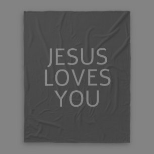Jesus loves you   Light & dark grey Fleece Blanket