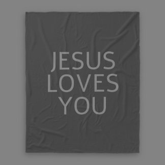Jesus loves you | Light & dark grey Fleece Blanket