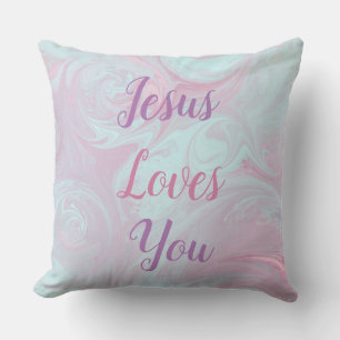 Jesus Loves You Marble Decorative PIllow