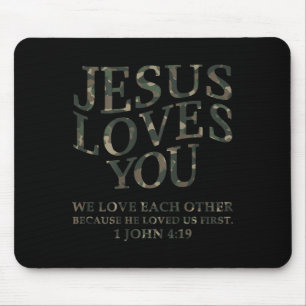 Jesus Loves You Me Camo Christian Youth Men God So Mouse Pad