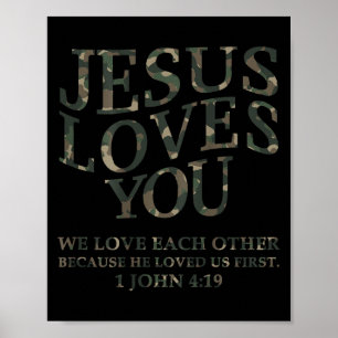 Jesus Loves You Me Camo Christian Youth Men God So Poster