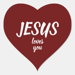JESUS Loves You Minimal Modern Simple Valentine's Heart Sticker