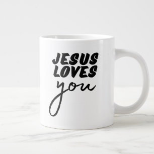 'Jesus Loves You' Minimalist Christian Encouraging Large Coffee Mug