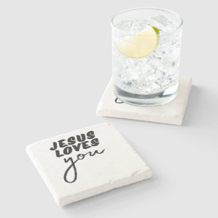 'Jesus Loves You' Minimalist Christian Encouraging Stone Coaster