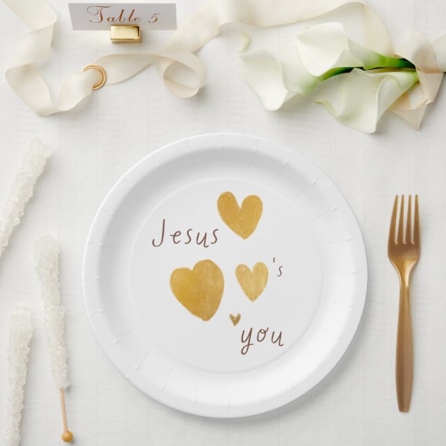 Jesus loves you Paper Plates modern (Wedding)