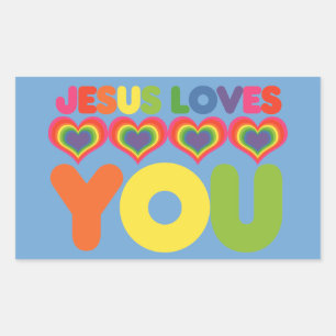 Jesus Loves you Rectangular Sticker