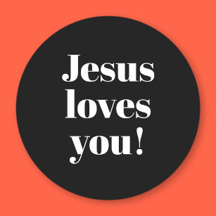 Jesus loves you!   Retro-modern type style Classic Round Sticker