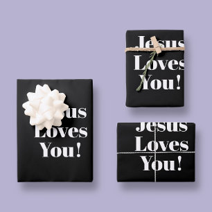 Jesus loves you! Retro-modern type style Wrapping Paper Sheet