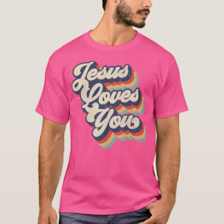 Jesus Loves You Retro Vintage Style Graphic Design T-Shirt