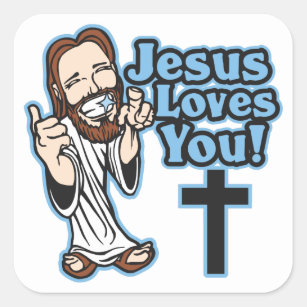 Jesus Loves You Square Sticker