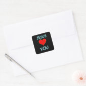Jesus Loves You Square Sticker (Envelope)