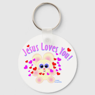 Jesus loves you teddy bear design key ring
