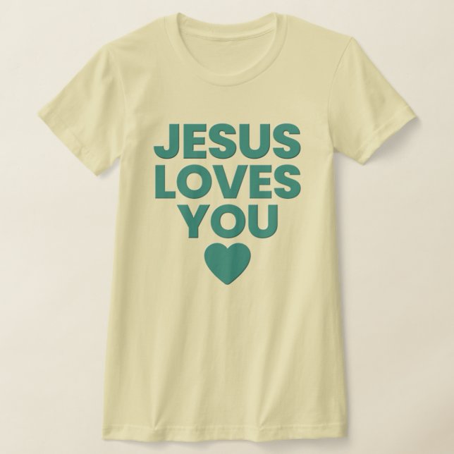 Jesus Loves You Tee, Christian, Embossed Print  T-Shirt (Laydown)