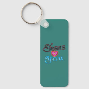 ‘Jesus Loves You’ Turquoise Custom Name  Key Ring