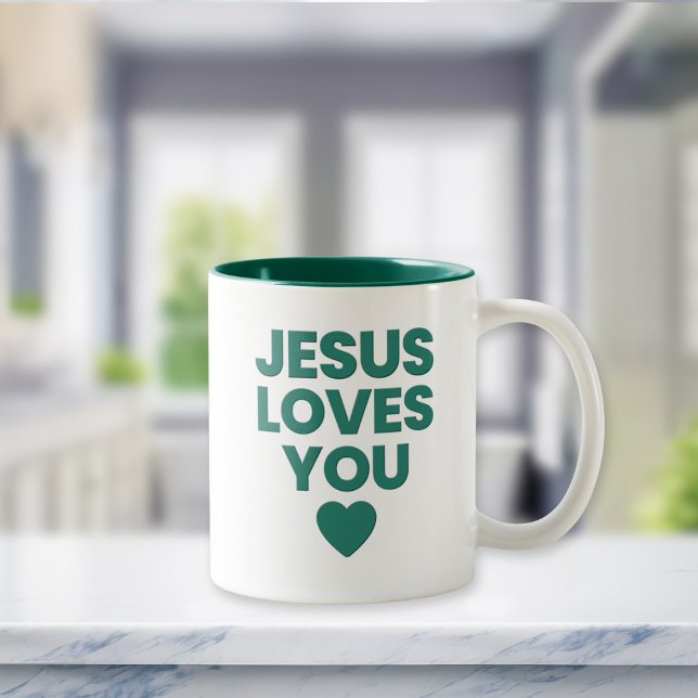 Jesus Loves You Uplifting Christian Gift Two-Tone Coffee Mug (Creator Uploaded)