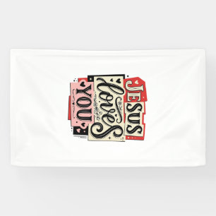 Jesus Loves You Vintage Engraving Christian Typogr Banner