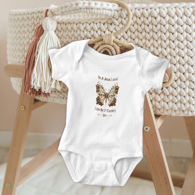 Jesus Loving Little Bit of Country Baby Girl Baby Bodysuit (Creator Uploaded)