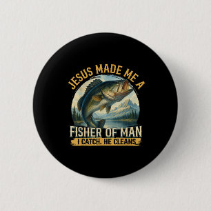Jesus Made Me A Fisher Of Men Vintage Christian Fi 6 Cm Round Badge