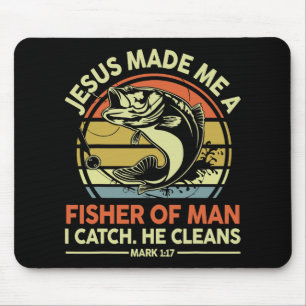 Jesus Made Me Fisher Of Man Funny B Dad Christian  Mouse Pad