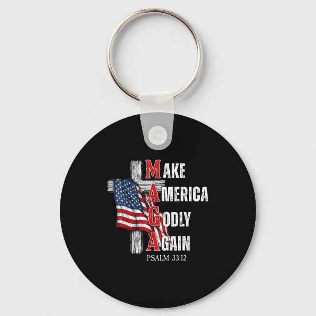 Jesus Make America Godly Again American Patriot Ch Key Ring (Front)