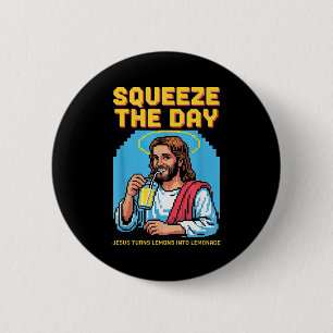 Jesus Making Lemonade Funny Christian Mens Womens 6 Cm Round Badge