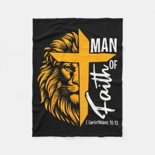 Jesus Man Of Faith Lion Cross I Corinthians 16 13  Fleece Blanket