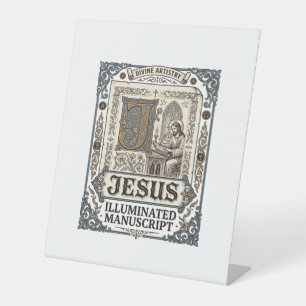 Jesus Manuscript Jesus Christian Faith Vintage Pedestal Sign