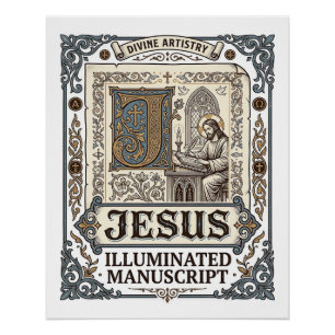 Jesus Manuscript Jesus Christian Faith Vintage Poster