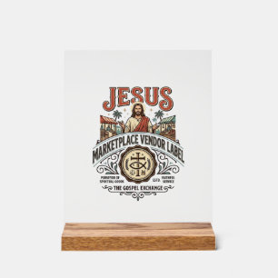 Jesus Marketplace Vendor Label Jesus Marketplace V Acrylic Sign