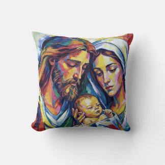 Jesus Mary and Joseph Cushion
