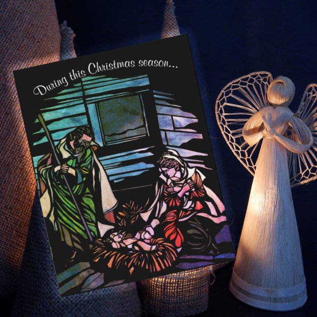 Jesus Mary and Joseph Stained Glass Holiday Card (Creator Uploaded)