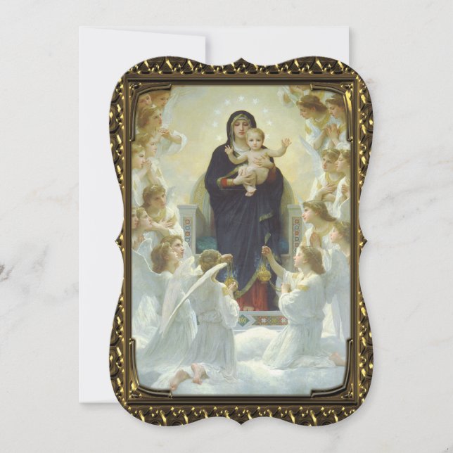 Jesus Mary Angels Fine Art Fancy Cut Christmas Holiday Card (Front)