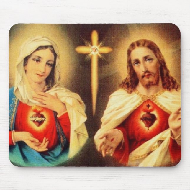 Jesus & Mary Sacred Heart Mouse Pad (Front)