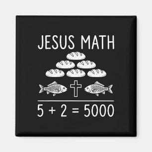 Jesus math 2 fishes 5 breads feeds the 5000 bible magnet